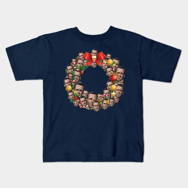 John McClane Die Hard Multiface Christmas Wreath Kids T-Shirt by Rebus28